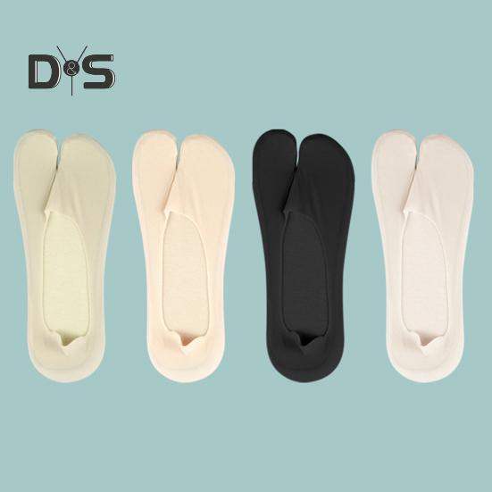 Breathable Toe Socks 2-Toe Invisible Liner Socks with Anti-Slip Silicone Ultra-Thin Moisture-Wicking Socks for Loafers Sneakers