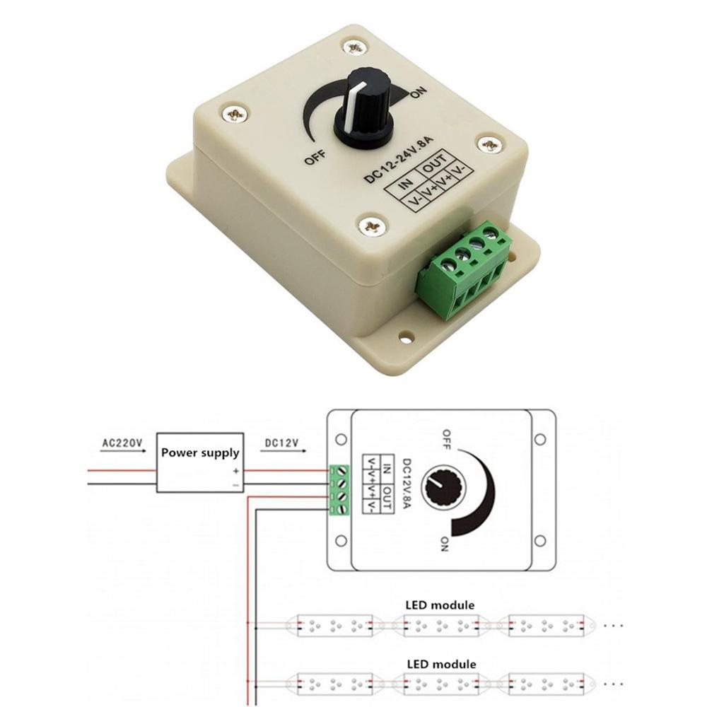 2x Manual Dimmer Switch For LED Strip Light Lamp Dimming Controller DC12V-24V 8A