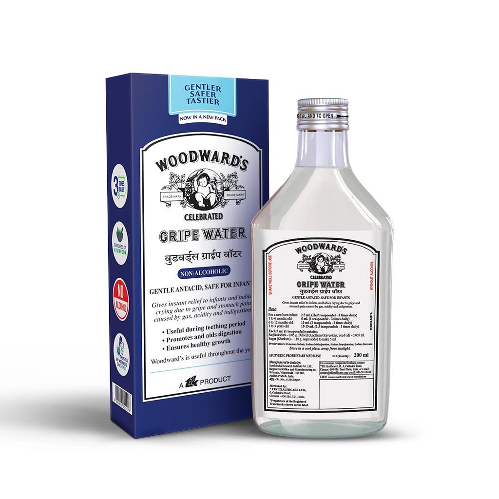 Woodwards Gripe Water Ayurvedische Vloeibare Formulering Pak van 2 voor Doorkomende Tandjes Baby's Milde Spijsverteringsondersteuning Verlichting 200ml