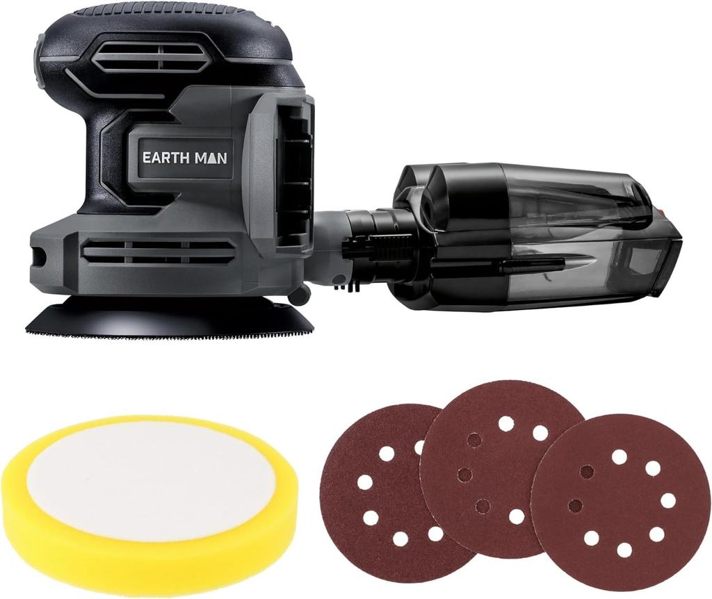 Takagi EARTH MAN SHARE LINK 18V Rechargeable Random Sander Unit for Metal Paint Rust Adjustable Rotation Dust Sanding Sponge and Velcro SL-RSD125-A