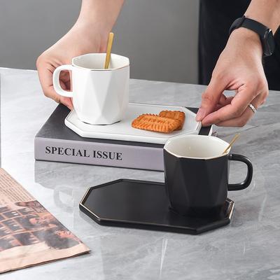 Gold Muster Schwarz und Weiß Kaffeetasse Untertasse Set Becher mit Löffel Büro Business Tasse Send Leader Wasserbecher
