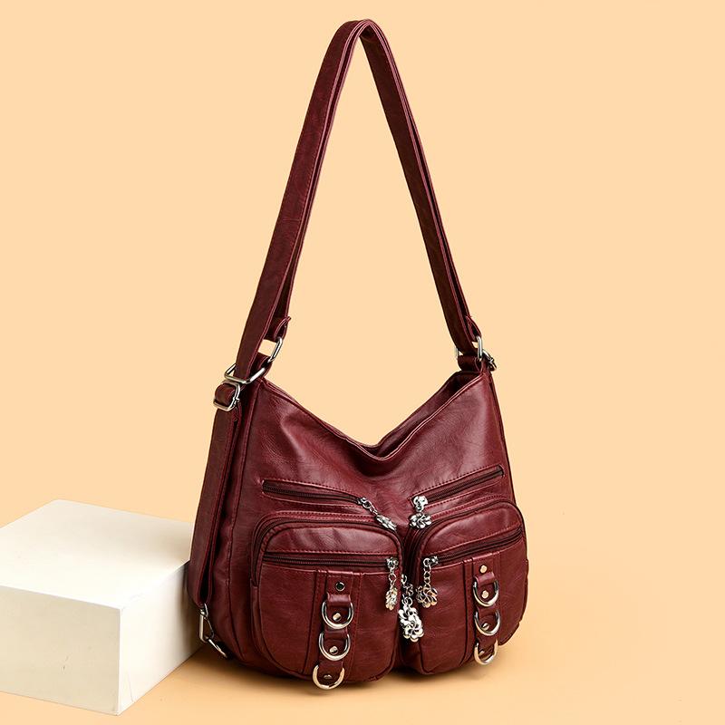 Modische und Retro-Einkaufstasche mit großer Kapazität, Trendige und schlichte Umhängetasche, Lässige Mama-Tasche für Damen