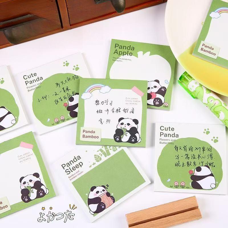 Kawai Stationery Panda Note Pad Cute and Beautiful Tearable Sticky Cartoon Notepad Simple Portable Ins Style Small Book Lovely