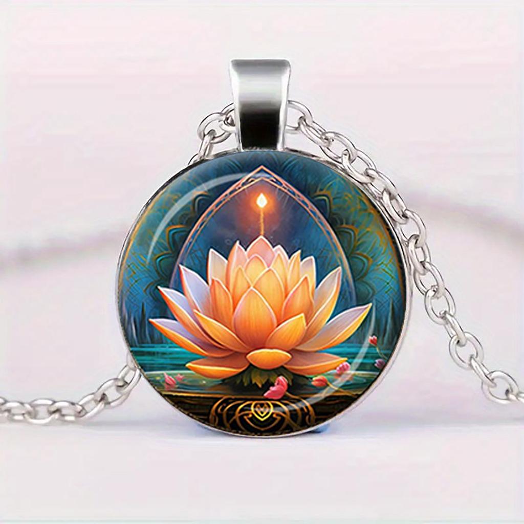 Lotus Buddha Pendant Necklace With A Light And Airy Religious Style, Lotus Pendant Zen Yoga Meditation Necklace, Spiritual Jewelry.