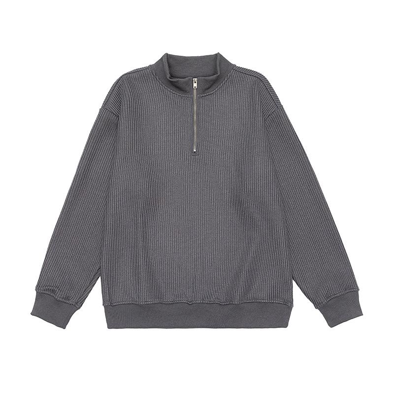 

Свитер с молнией и полуворотником для мужчин, осенне-зимняя новинка, текстурированная куртка 4XL