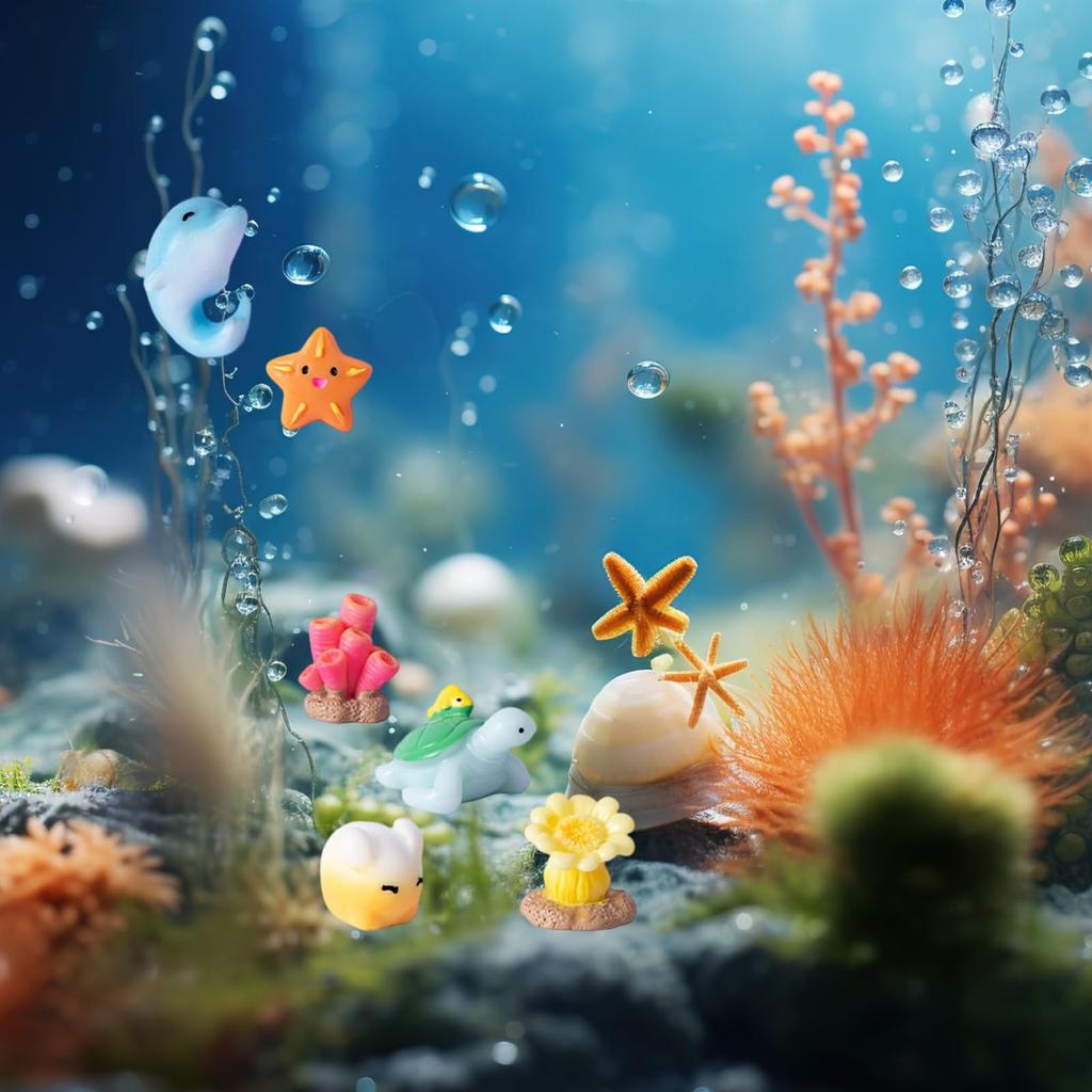 ZTFT Miniature Aquarium Decoration Resin Marine Animal DIY Miniature Garden Kids Home Aquarium Craft Jewelry 21-Piece Set, Figurines, Ornaments, Gift,