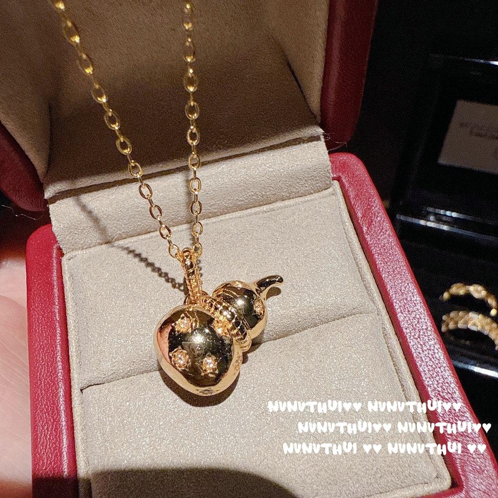 Jewelry, Mango Star Gourd Diamond Pendant Necklace, New Chinese Style, Copper Coin Arrangement Zircon Ring, Set.