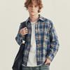 Spring and Autumn Men's Plaid Long Sleeve Retro Rave Loose Lap Collar Shirt Jacket