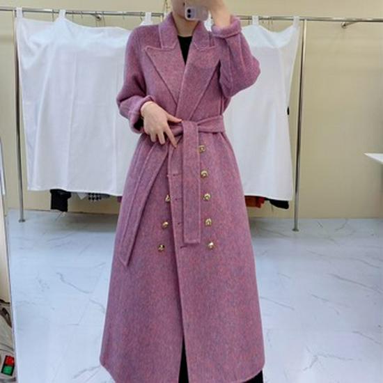 M Family Water Ripple High-End Women's Double-Sided Cashmere Coat