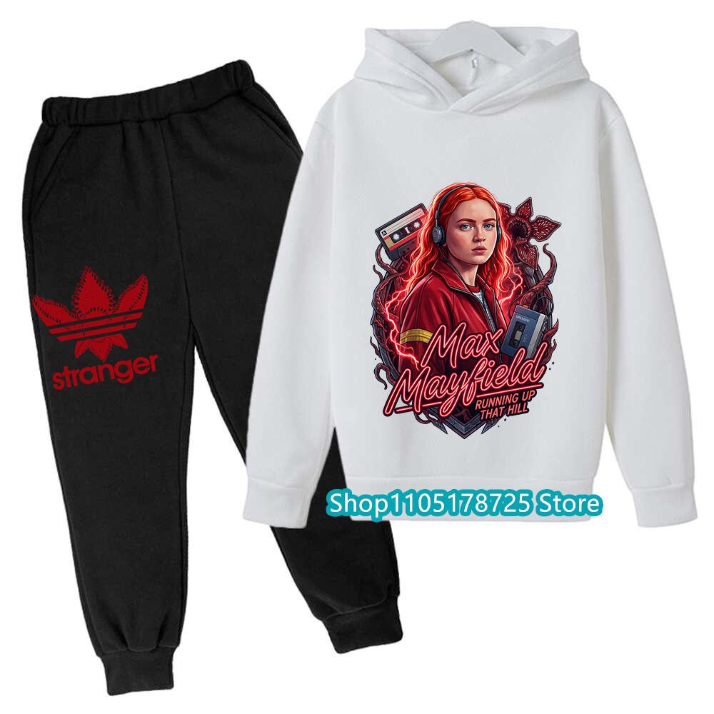Snygg Huvtröja Set för Barn med Stranger Things Demogorgon Tryck, Bekväma och Trendiga Barnkläder för