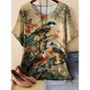 XL-7XL Übergröße Damen T-Shirts Damen O-Ausschnitt Mode 3D Floral Farbbedrucktes Oberteil Kurzarm T-shirt