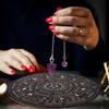 Divination Metaphysical Message Board Wooden Pendulum Board with Crystal Dowsing Pendulum Necklace Witchcrafts Supplies