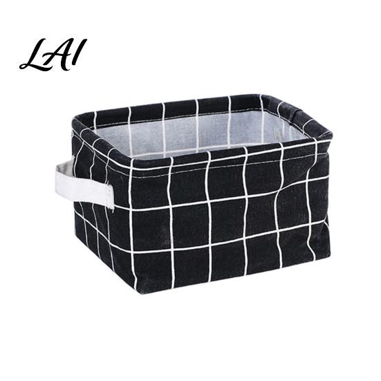 Foldable Storage Basket Cotton And Linen Bin with Handles Waterproof Desktop Nursery Toy Organizer Space Saving for Makeup Book Baby Toys