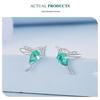 Avle S925 Sterling Silver Light Green Teardrop Hummingbird Earrings