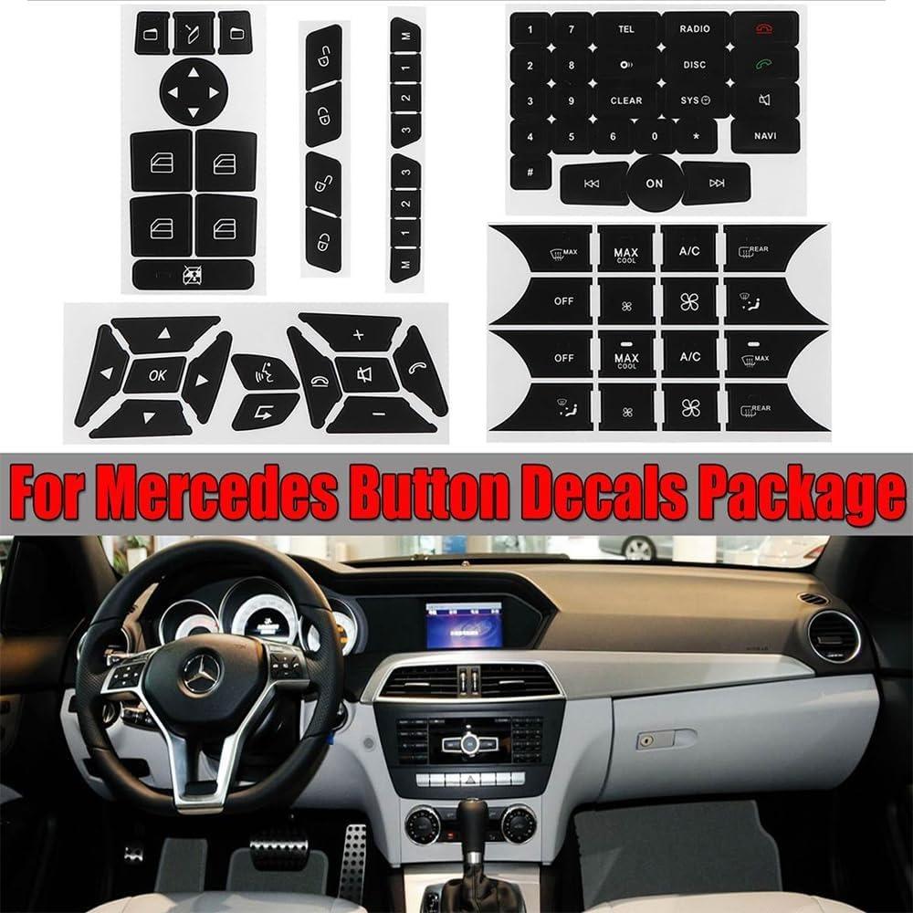 6Sheets Black A/C Central Control Button Stickers  for Mercedes Benz 2007-2014