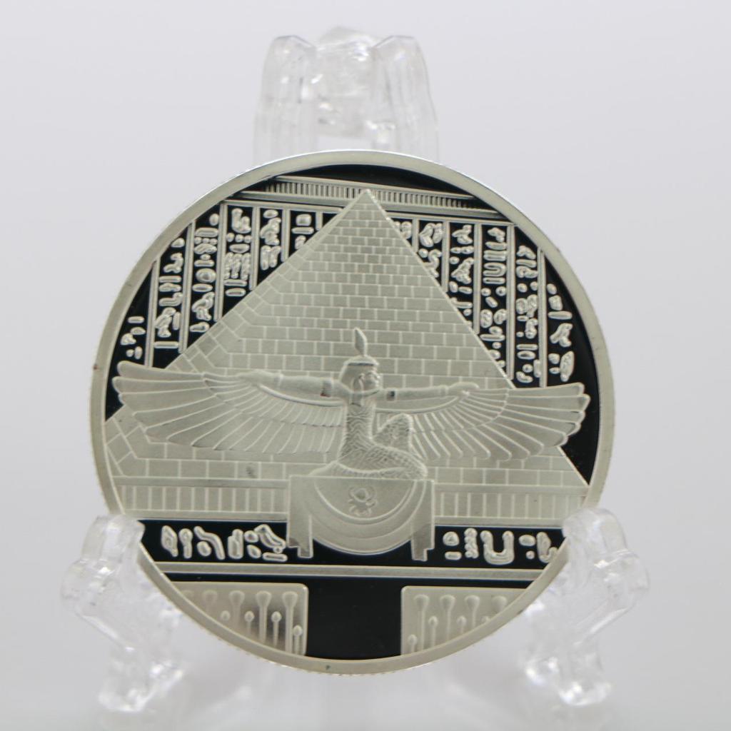 Ancient Greece and Egypt, Goddess Isis, Commemorative Coin, Silver Plated, Pyramid Coin, Metal Commemorative Medal