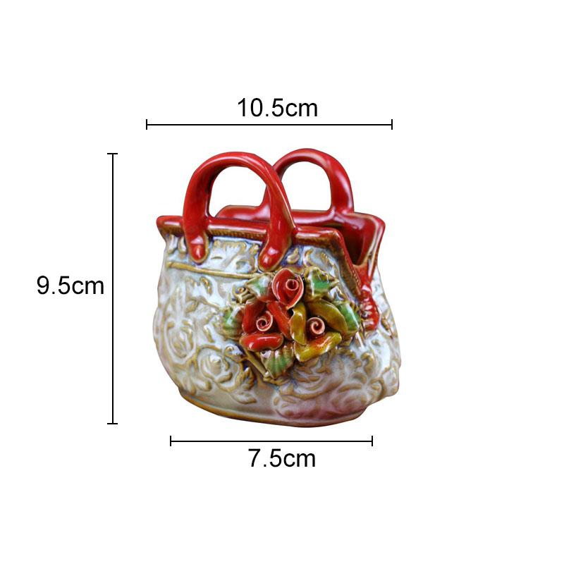 

Floral Relief Ceramic Vase Handle Flower Pots Decorative Flower Arrangement Desk Decoration Porcelain Vases Vintage Home Decor