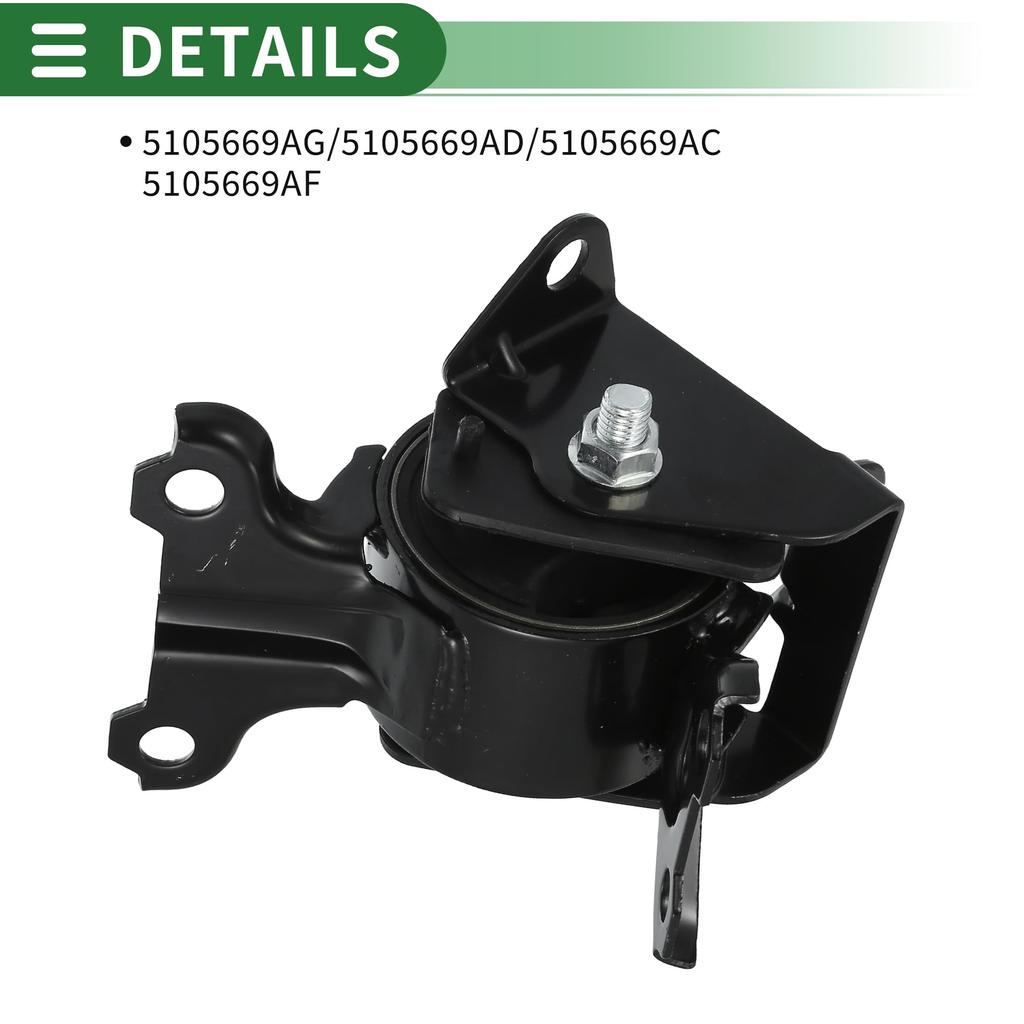 Motoforti Engine Motor Mount/Transmission Mount for Dodge Caliber 1.8L, 2.0L, and 2.4L (2007-2012), Part Number 68149266AA, Black