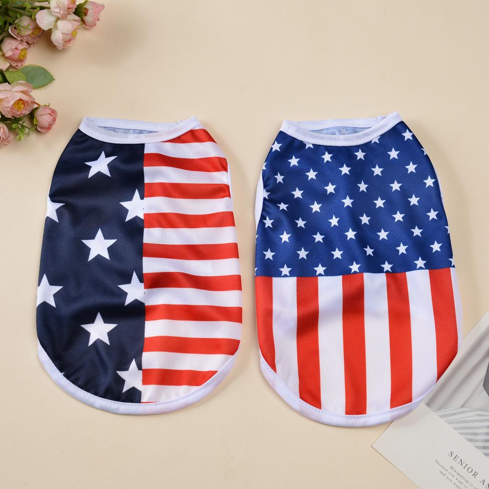 Summer Dog Clothes Independence Day Cooling Breathable Cloth Mesh Print Vest for Small Medium Dogs Cats Chihuahua Pug Clothing
