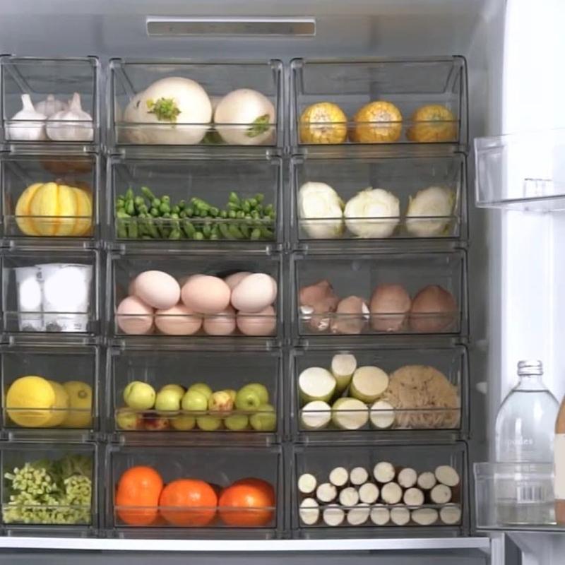 Practical Refrigerator Organizers Sealed Drawer Food Container with Lid Transparent Freezer Storage Box Kitchen Supplies