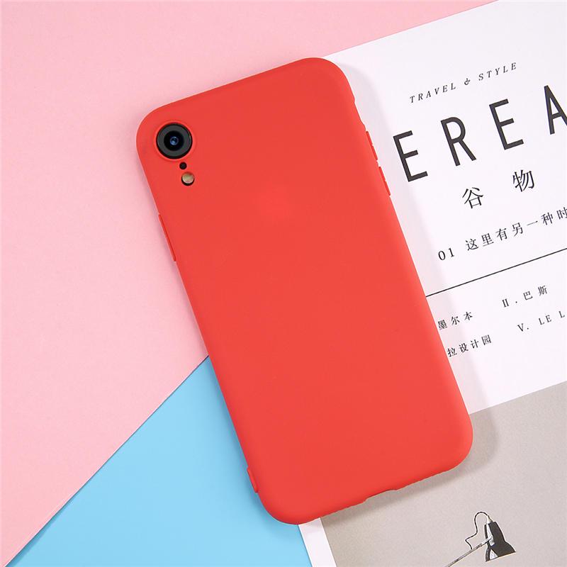 Basit Düz Renk Telefon Kılıfı iPhone X 8 7 6 6s Artı 5 5s SE XS Max XR X Mat Şeker TPU Silikon