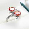 SODROV Garnet Red Color Crystal Double Zircon Ring