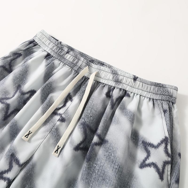 Men's Plus Size Star Print Tie Dye Casual Shorts – Elastic Waist Drawstring Loose Fit Summer Shorts (5XL-11XL)