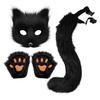 Faux Fur Cat Fox Maque Tail And Paw Gloves Set Handmade Furry Animal Therian Kit Masquerade Halloween Party Cosplay Costume Accessory