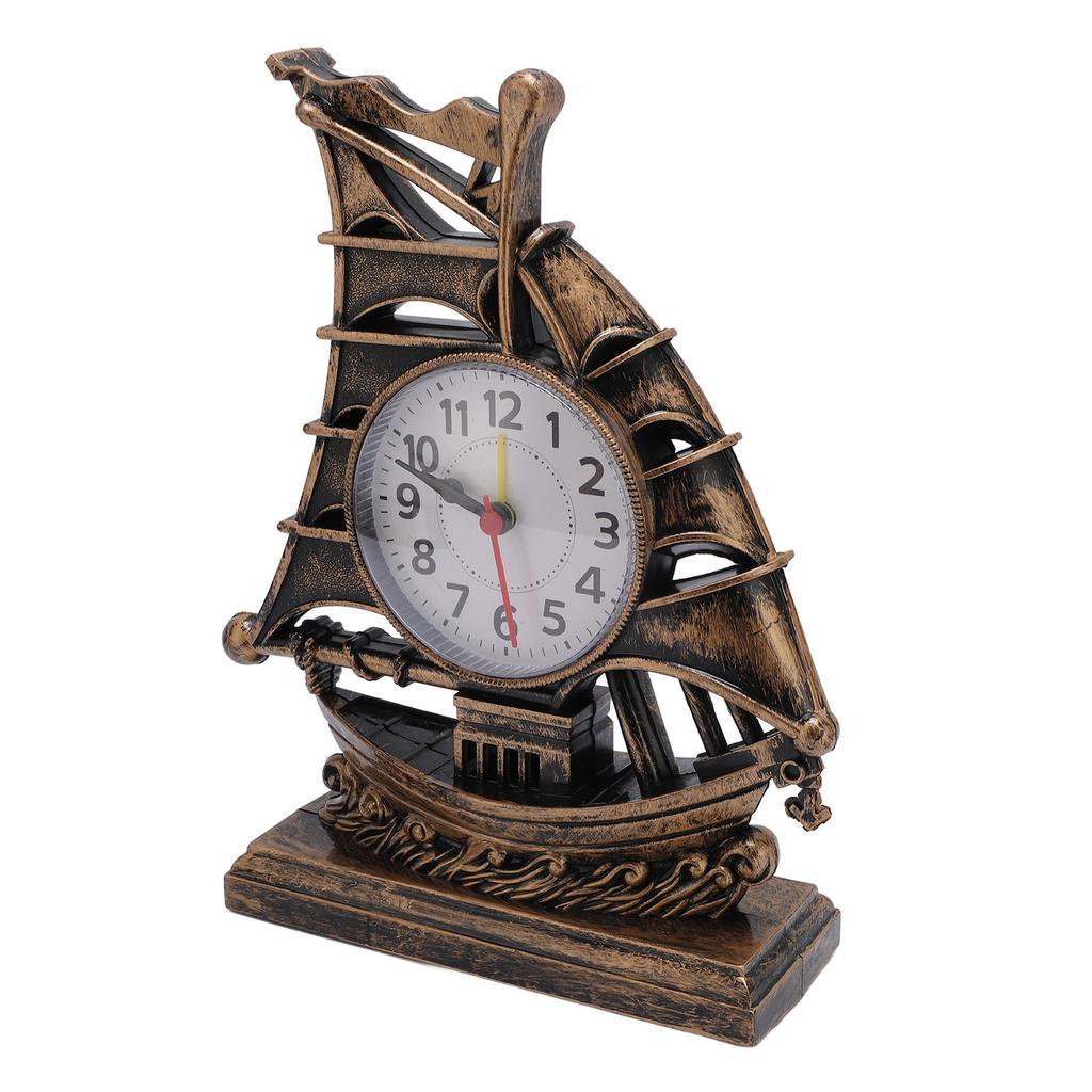 Figurka żaglówki Zegar Antyczny Dekoracyjny Łatwy w Utrzymaniu Figurka Łodzi Zegar Czasu do Domu