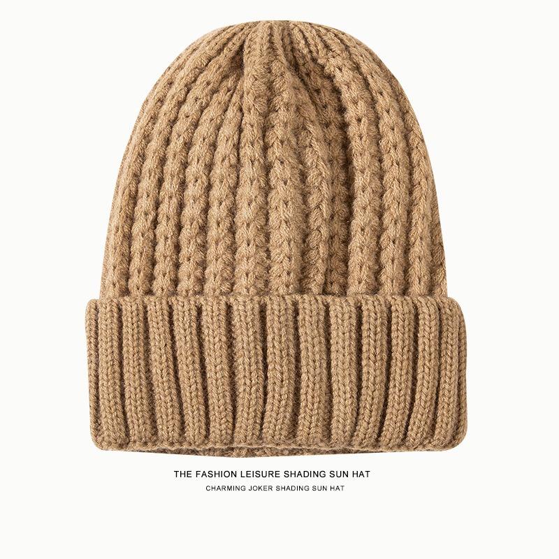 Winter warm knitted hat versatile thick wool twist hat women's ear protection cold solid color hat