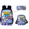 Kids Animal Hospital Themed School Backpack Set With Crossbody Bag Pencil Case Elementary Students