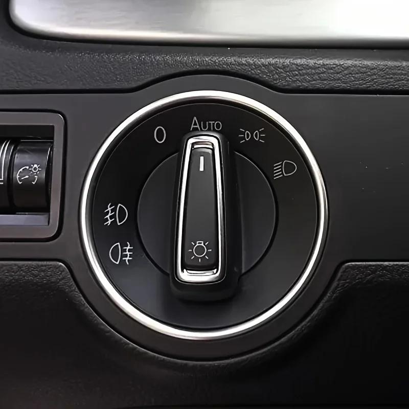 Spínač světlometů ozdobný rámeček nálepka s ozdobným kroužkem vhodná pro Volkswagen VW Golf Jett MK5 MK6 Passat B6 B7 CC Touran Tiguan