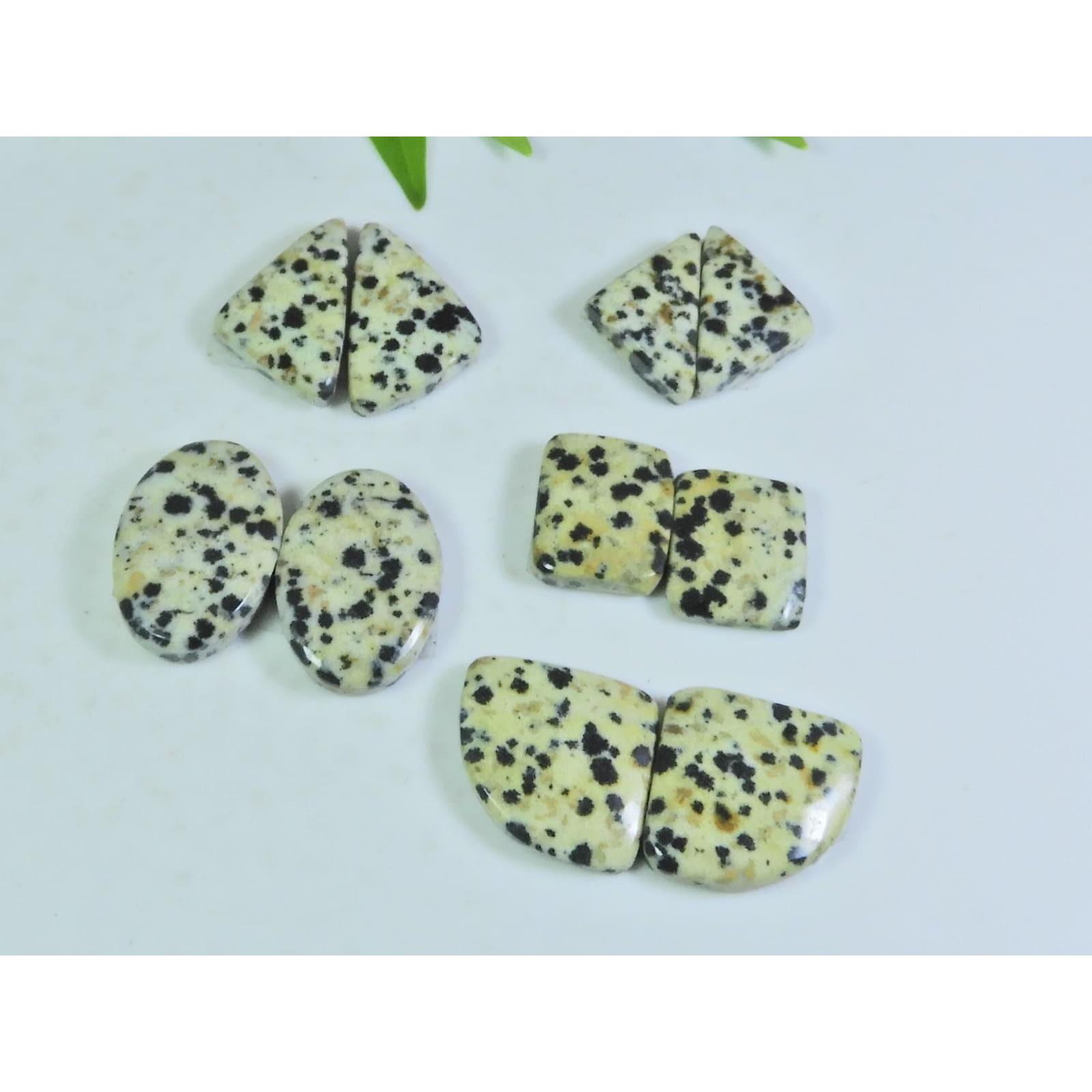 

80Cts.Natural Dalmantion Pair Ocatagon Cabochon Loose Gemstone 5 Pair Lot A-68