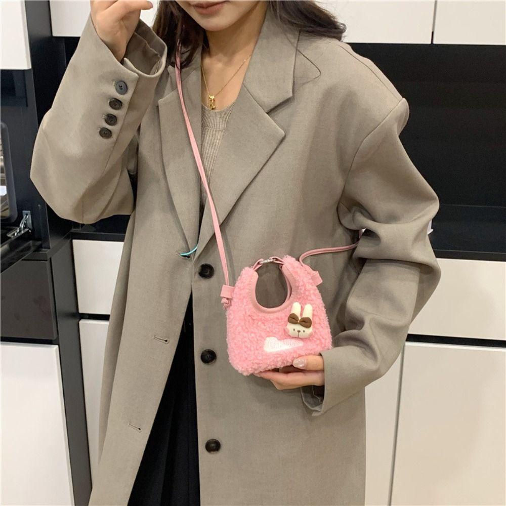 Cute Furry Handbag Rabbit Mini Shoulder Bag Creative Plush Crossbody Bag  Autumn Winter
