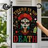 Bandiere da Giardino Giorno dei Morti, 12x18 Pollici Teschio Floreale Segni Decorativi per Cortile Scheletro Gotico Messicano Fiori Scheletrici Stendardo in Juta Double-Sided per Patio,