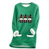 Ladies' Loose And Comfortable Round Neck Christmas Print Thick With Pockets Long Sleeved Top
