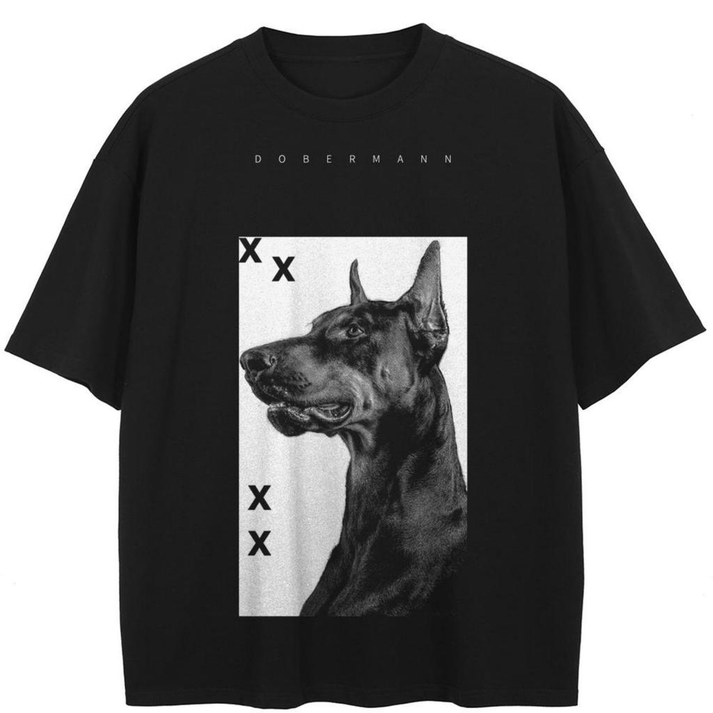 Streetwear Doberman Graphic T-Shirt Cotton Unisex Tops Tees Summer Short Sleeves T Shirt