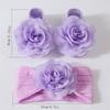 Pudcoco Baby Girl Flower Socks Soft Knitted Socks with Elastic Flower Headband for Wedding Party 0-1T