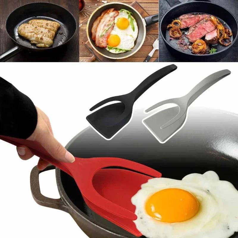 

Cooking Utensils Flip Kitchen Accessories Tongs Handle Gadgets Home. Tools Spatula New Pancakes 2 in 1 Bar Flipper Nylon Egg 1pc красный