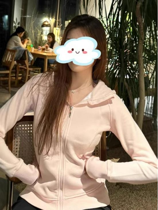 Women's Pink Slim-Fit Hooded Cardigan - Dopamine Korean Style Autumn Fashion 2025.