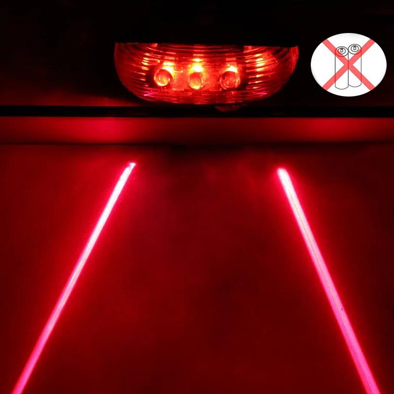 Bicycle Laser Parallel Line Taillight Waterproof Mountain Bike 2 Lasers Starry Sky 5LED Laser Taillight Safety Warning Taillight