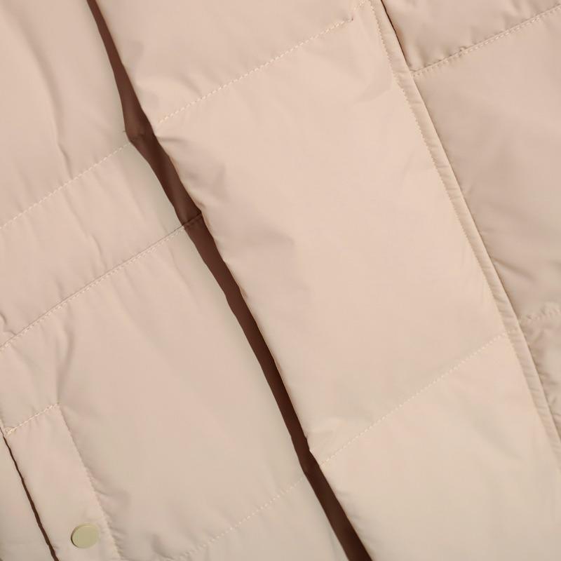 Dámský podzimní a zimní ležérní teplý zesílený dlouhý bavlněný kabát s kapucí