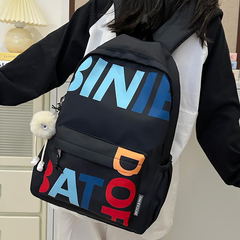 Студенческий школьный рюкзак с буквенным принтом — фото 3