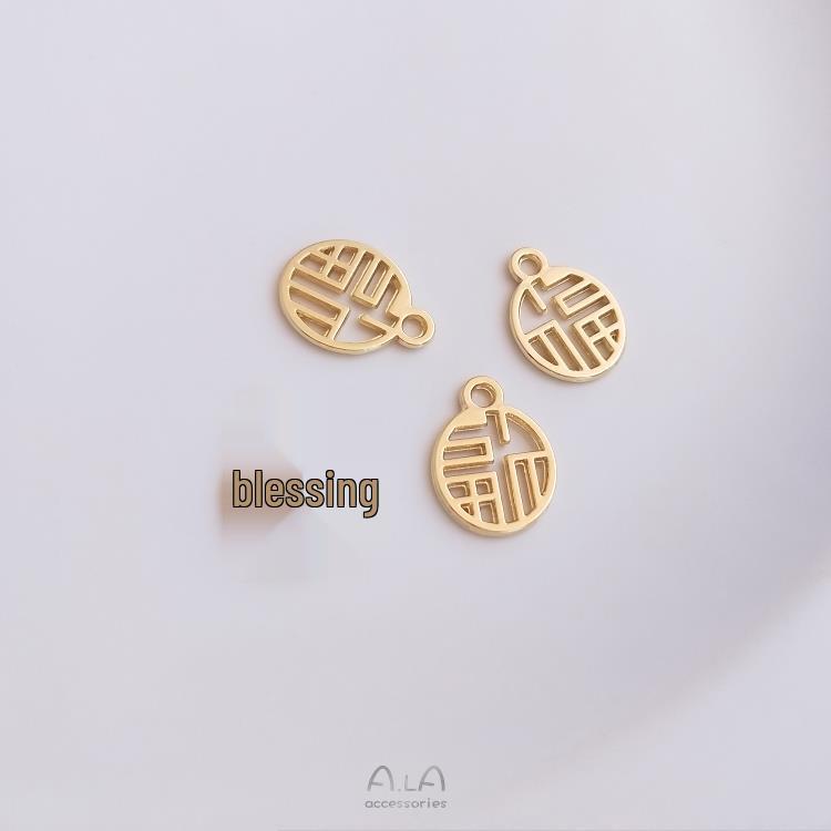 14K Gold Plated Ruyi Fu Character Pendant Bracelet - Auspicious Charm Jewelry