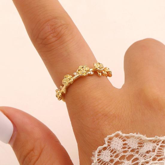 Rose Flower Ring Stackable Band Ring for Women Girls Adjustable Wrap Open Jewelry Gift for Birthday Valentine's Day