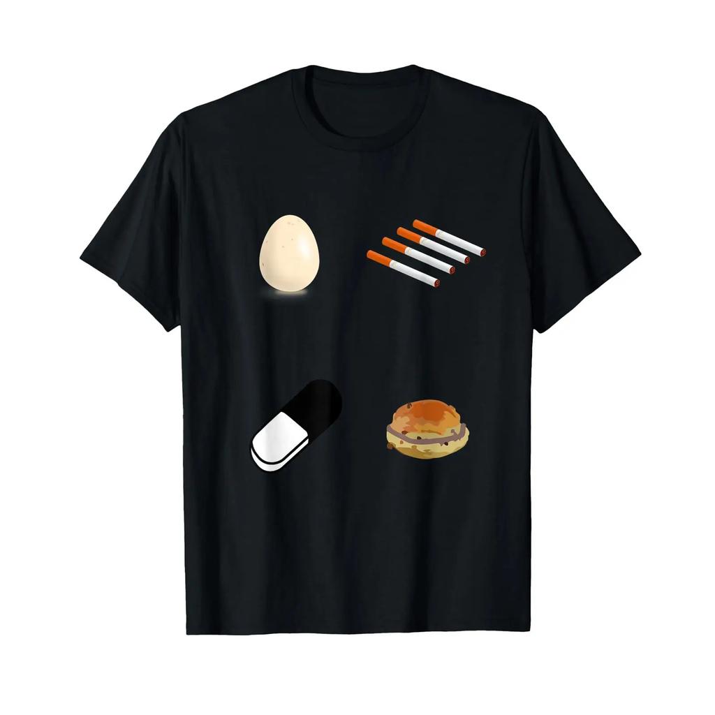 T Shirt With Gerunisex Text Quot Ein Ei Vier Igarettes Eine Ibuprofen Vintage Homme Breathable Streetwear Graphic