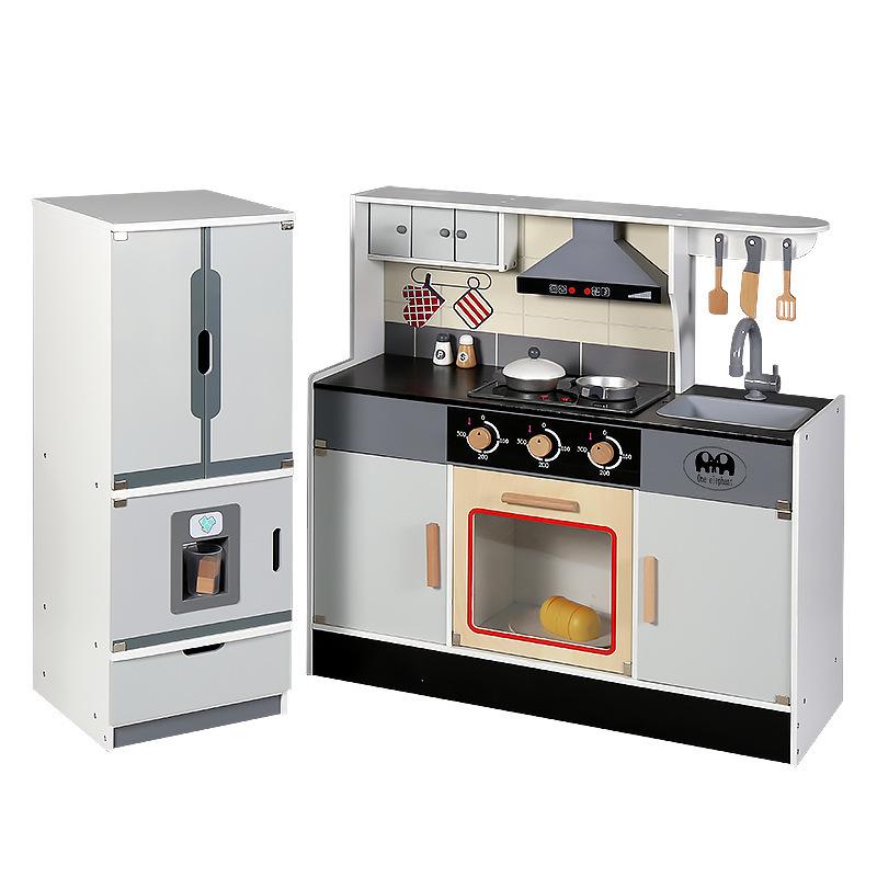 Wooden Kitchen Toy Set: Sound & Light Role-Play Cooking Experience for Kids