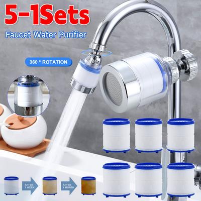 1-5 Set Élément de Filtre à Eau de Robinet Éliminer Chlore Métaux Lourds Filtré Pommeau de Douche Bain Filtration Purificateur Adoucir Eau Dure