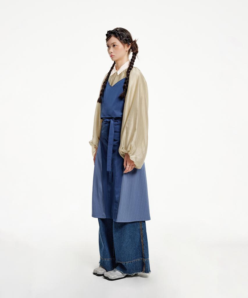 Eipeuleonwei Bullet Cut Apron Dress Blue Size 2