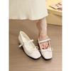 Gentle! Sweet Bow Word with Mary Jane Shoes Women's Spring Round Head Thick Heel Single Shoes